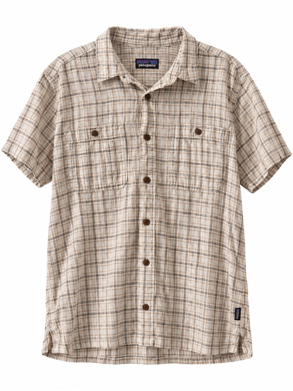 Patagonia Beige Plaid Short-Sleeve Button-Down Shirt